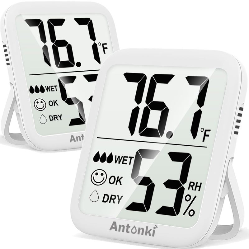 Antonki Room Thermometer for Home  2 Pack Digital Temperature and Humidity Monitors for Home  Indoor Hygrometer Sensor  Humidity Gauge  Humidity Meter for Baby Room  Terrarium  Incubator  Greenhouse - Image 1